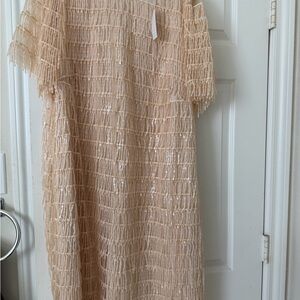 New York & Company Beige Textured Dress